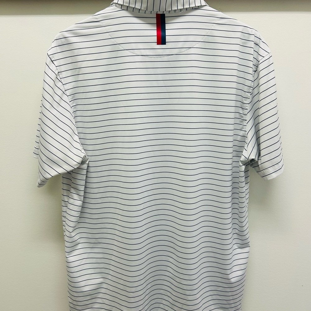 Rhoback Men's Polo Shirt - White with Black Stripes - Picture 2 of 5